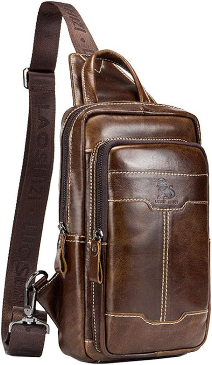 Leather Sling Bag Backpack Daypack Handbag by Hebetag