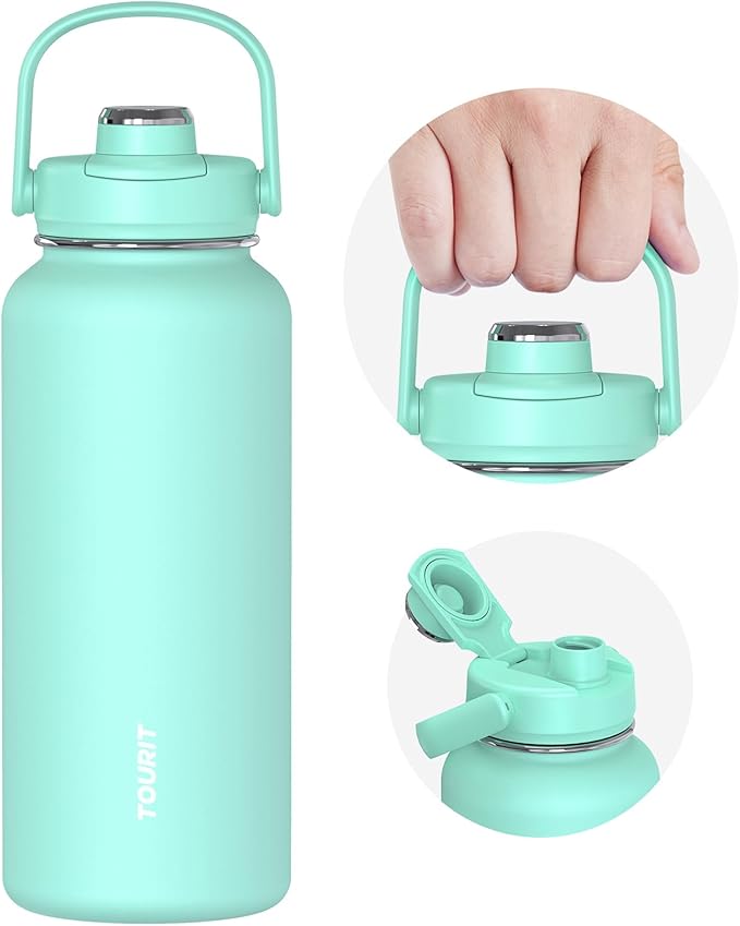 TOURIT 40 oz Insulated Water Bottle, Stainless Steel Sports Water Bottles by TOURIT