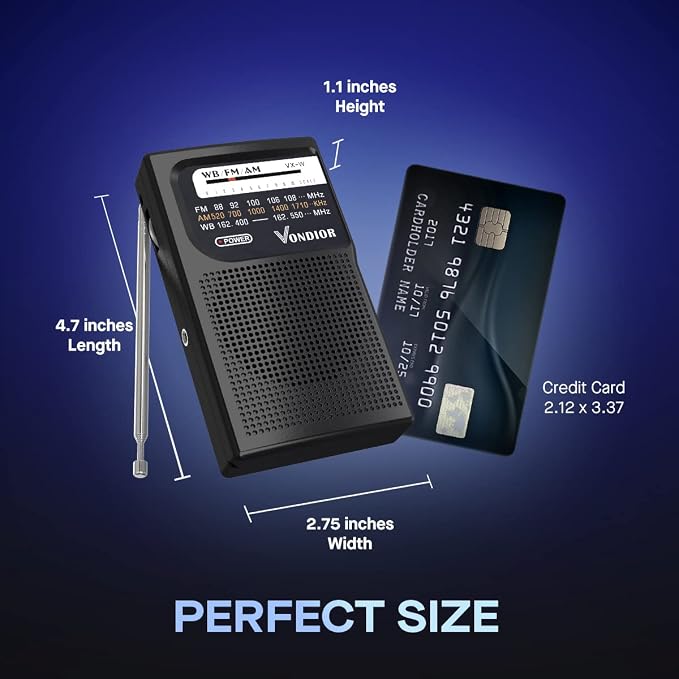 Vondior Portable NOAA Weather Radio, Battery Operated Emergency NOAA/AM/FM Radio - Image 5