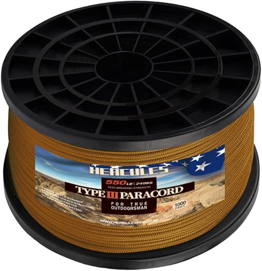 HERCULES Type III Paracord 550 Paracord Rope Parachute Cord, Survival Rope by HERCULES