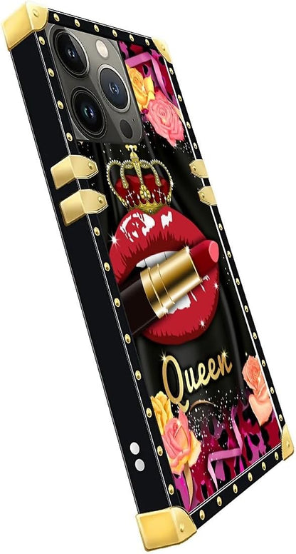 Compatible with iPhone 13 Pro Case, Queen Lip Crown Leopard Print Luxury Golden - Image 4
