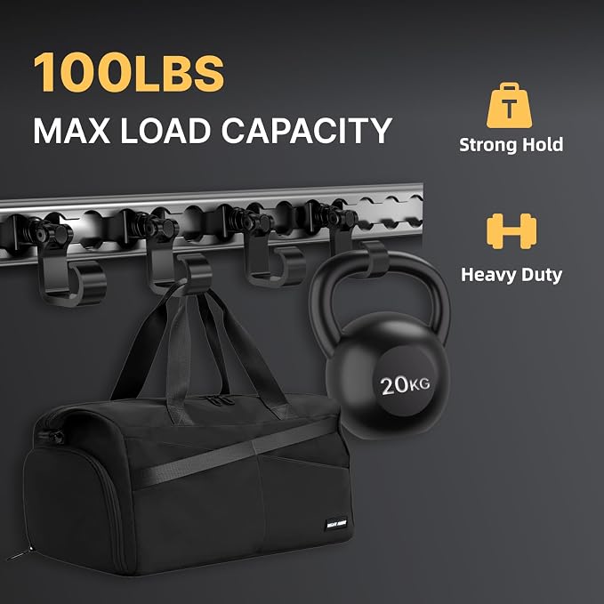 4 Pack L Track Hooks with Single Stud Fitting, Spring-Loaded Adjustable Gear - Image 2