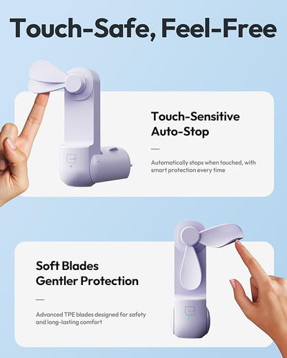 Gaiatop Portable Handheld Fan, 3 in 1 Mini Fan Handheld, Foldable Personal Fans - Image 6