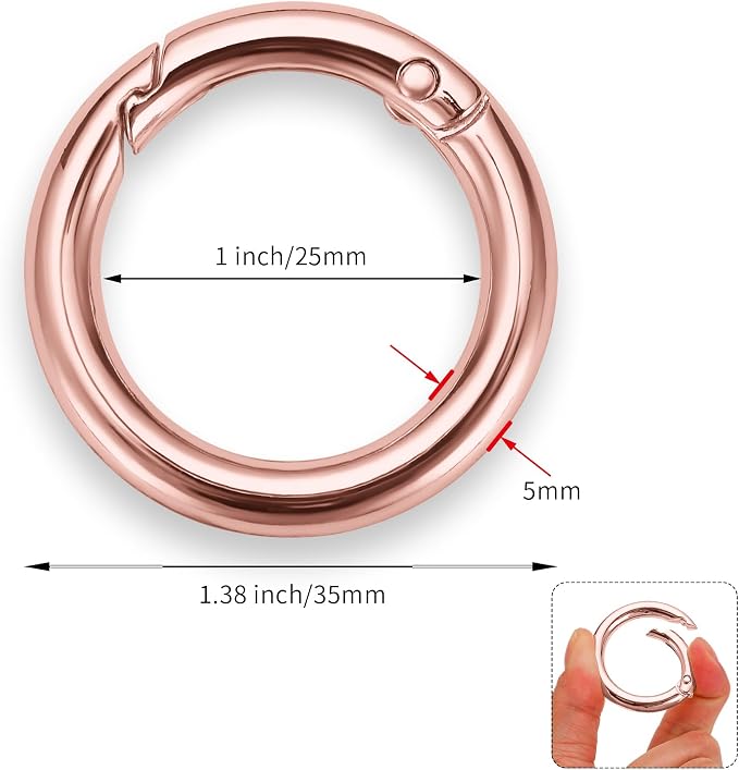 Gkeygo Key Ring Clip, 1 Inch Keychain Rings, 8 Pack Round Carabiner Clip - Image 5