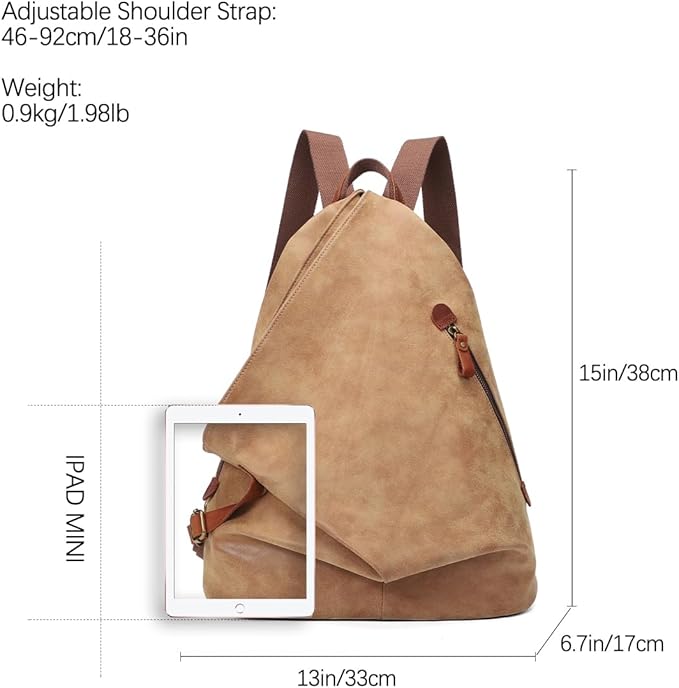 KL928 PU Leather Vintage Backpack – Large Casual Daypack Outdoor Travel - Image 2