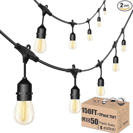 Outdoor String Lights for Outside LED 150 FT Shatterproof Patio Lights by Meidaoduo