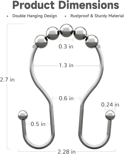 Bathway Shower Curtain Hooks Chrome Shower Curtain Rings Rust Proof, Smooth - Image 6