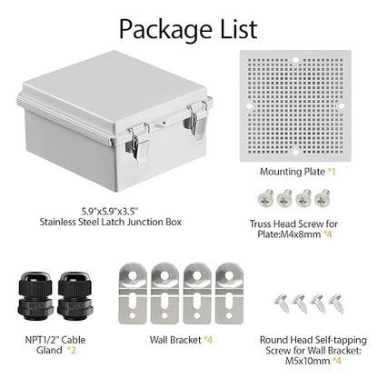 LeMotech Electrical Box, IP67 Waterproof Hinged Cover Stainless Steel Latch - Image 9