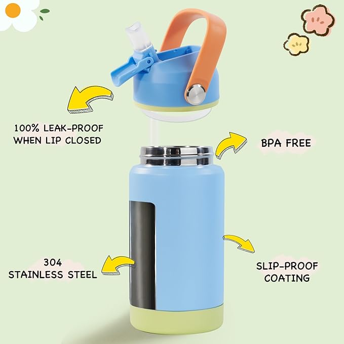 Kerilyn 12oz Kids Water Bottle, Stainless Steel Insulated Water Bottle - Image 2