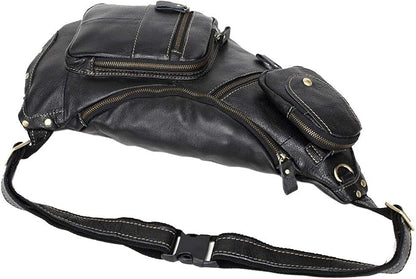 Hebetag Vinatge Leather Sling Bag Crossbody Backpack - Image 4