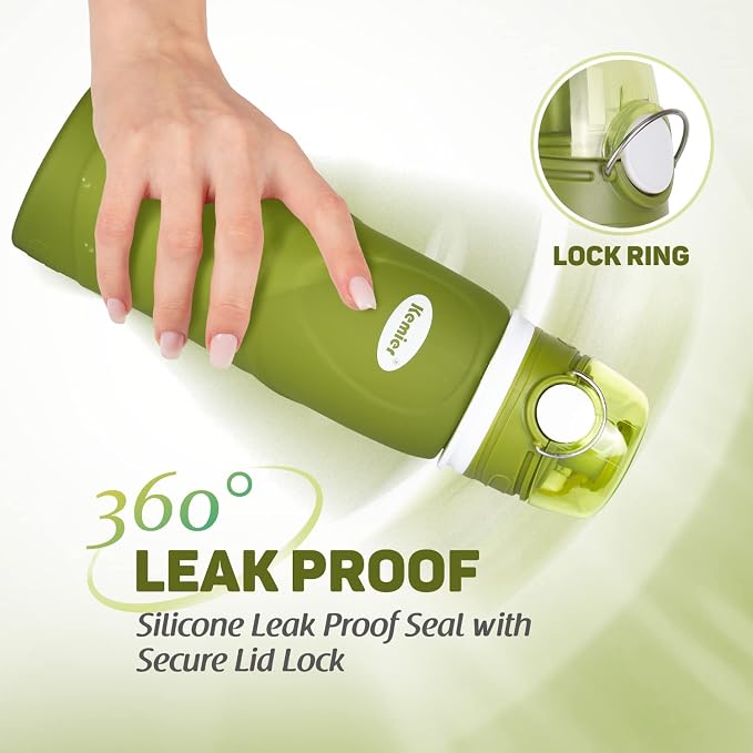 Kemier Collapsible Silicone Water Bottles-750ML, Medical Grade, BPA Free Travel - Image 5
