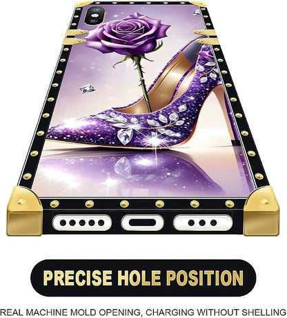 Compatible with iPhone Xs Max Case, High Heeled Purple Diamond Rose Luxury - Image 5