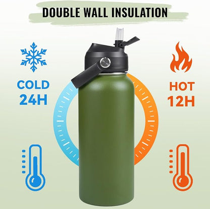 Fijinhom 32oz Insulated Stainless Steel Water Bottle, Wide Mouth Double Wall - Image 6