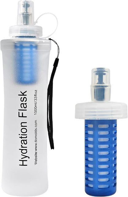 1L Soft Flask Water Bottle, Collapsible Water Bottle by CXWLJL
