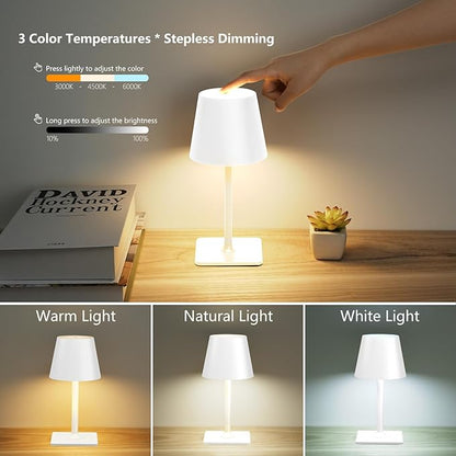 Yogaret White Cordless Table Lamp Set of 2 - Image 6