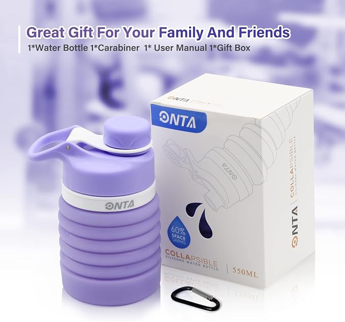 ONTA Collapsible BPA Free Silicone Water Bottle, 20oz - Image 9