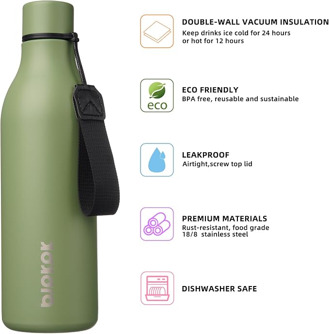 BJPKPK Insulated Water Bottles, 25 oz Stainless Steel Metal Water Bottle - Image 2