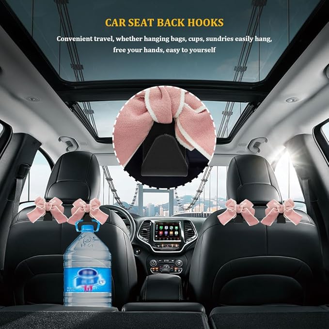 2PCS Car Hooks for Purses and Bags, Cute Bow Car Seat Headrest Hook, Car - Image 6