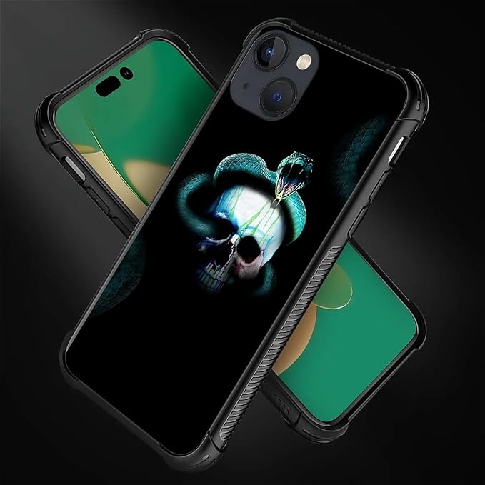 for iPhone 14 Case, Skeleton Winding Snake Pattern Graphic Design Girl Boy Soft - Image 3