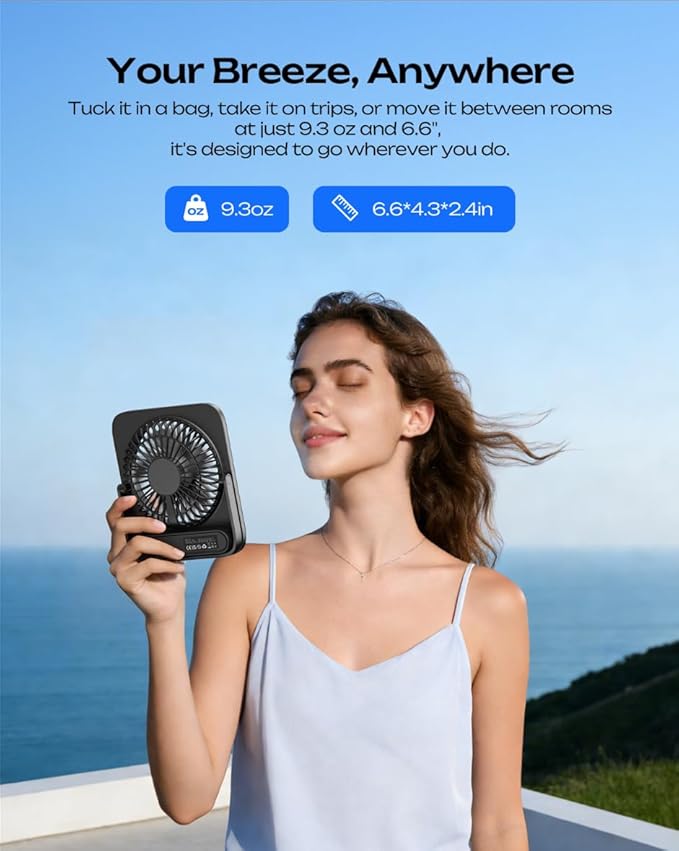Otlonpe Personal Portable Desk Fan, 4000mAh Small Rechargeable Portable Fan - Image 6