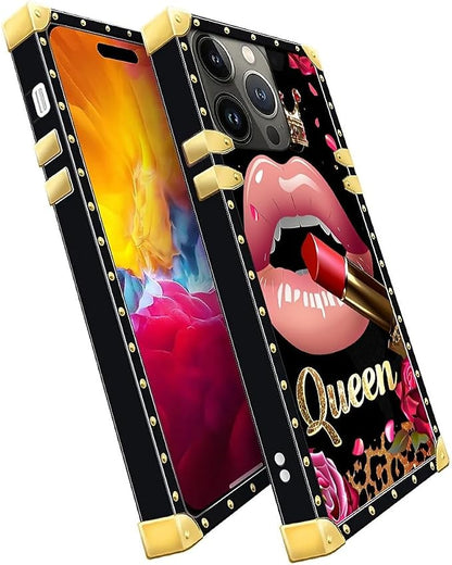 Compatible with iPhone 15 Pro Max Case, Glitter Red Rose Queen Leopard Lipstick - Image 3
