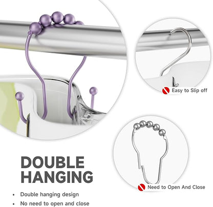 Bathway Shower Curtain Hooks, Shower Curtain Rings Rust Proof Double Hook - Image 3