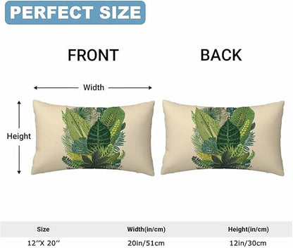 Tropical Leaves Palm 12 X 20 Throw Pillow Covers Set of 2 Green Tree Banana - Image 2