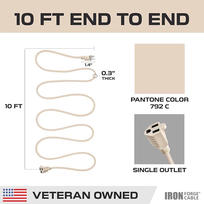 Iron Forge Cable Weatherproof 10 Ft Outdoor Extension Cord - Image 7