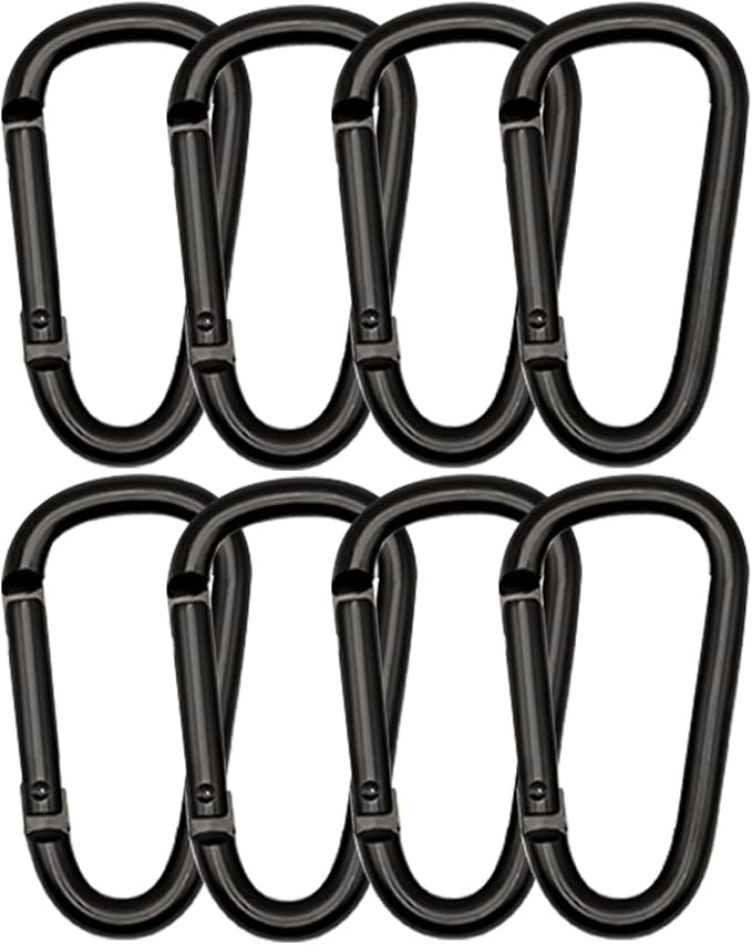 Black Carabiner Clip, Includes Mini 2 Inch Carbineers, Small 2.3" D Ring Clip by Unknown