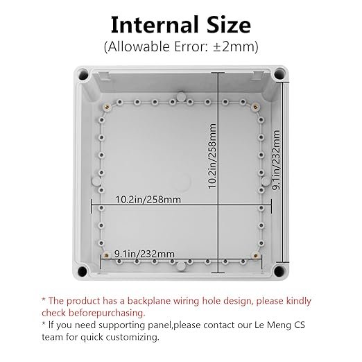 LeMotech Waterproof Dustproof IP67 Junction Box DIY Case Enclosure Gray 11 x 11 - Image 3