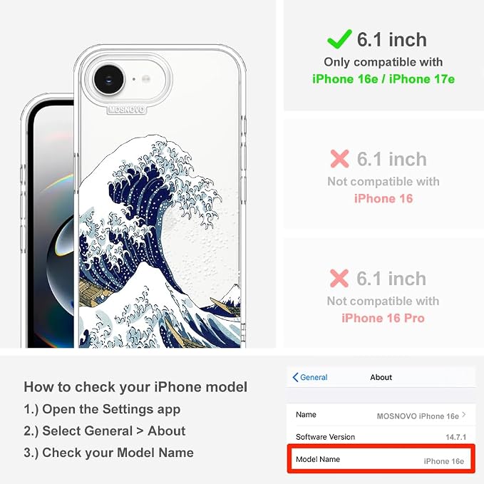 MOSNOVO for iPhone 17e Case/iPhone 16e Case, Shockproof Military-Grade - Image 2
