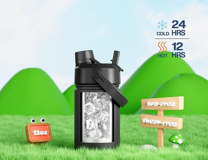 POWCAN 2 Pack 12 oz Kids Insulated Water Bottle - Image 3