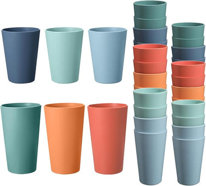 HEYCOME 24 Pcs Unbreakable Plastic Cups Set, Stackable Water Tumblers, Drinking by StayHealthyStayHappy
