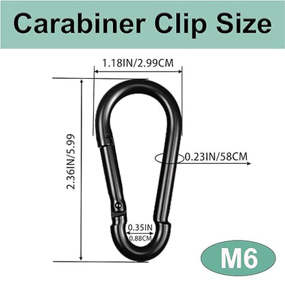 Black Carabiner, Heavy Duty Galvanized Steel Spring Snap Hook Carabiner Clips - Image 2