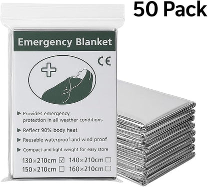50 Pack Emergency Foil Blankets 51” x 83” – Thermal Mylar Survival Blankets - Image 3