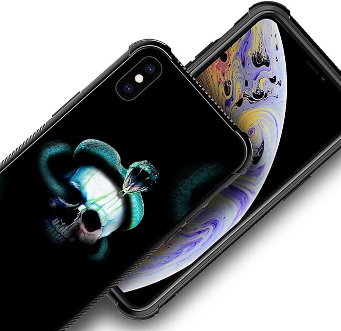 for iPhone Xs Max Case, Skeleton Winding Snake Pattern Graphic Design Girl Boy - Image 3