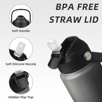 BJPKPK Water Bottle with Straw Lid, 24oz Vacuum Insulated Water Bottles - Image 2