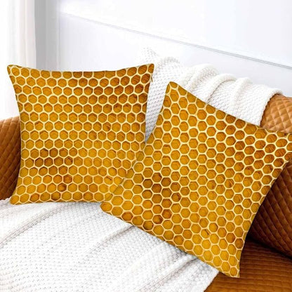 Bee Honeycomb Throw Pillow Covers 18x18 Yellow Honey Abstract Set of 2 Pillow - Image 2