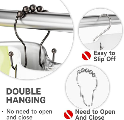 Bathway Shower Curtain Hooks Bronze Shower Curtain Rings Rust Proof Double Hook - Image 3