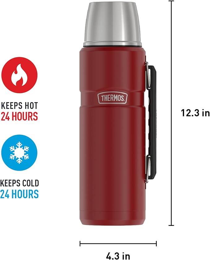 THERMOS Stainless King Vacuum-Insulated Beverage Bottle, 40 Ounce, Rustic Red - Image 6