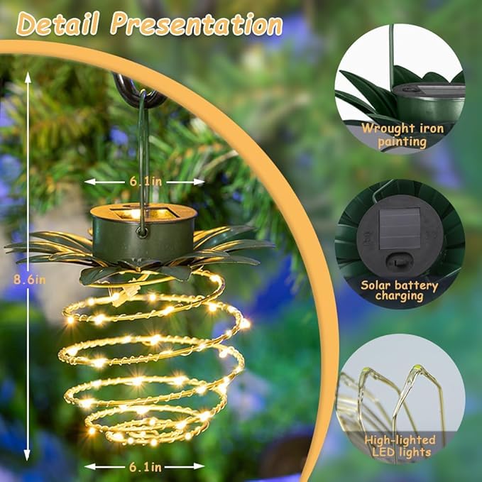 JHPGEOE 2 Pack Outdoor Solar Hanging Lantern Lights - Image 3