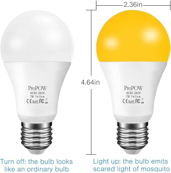 Yellow Bug Light Bulbs, Dusk to Dawn, 7W LED, 40W Equivalent, Smart Auto on/Off - Image 8