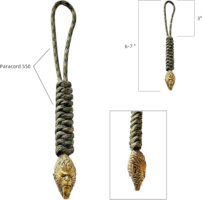 Handmade Lanyards with Brass Beads – Paracord 550 Survival Gear Leash - Image 4