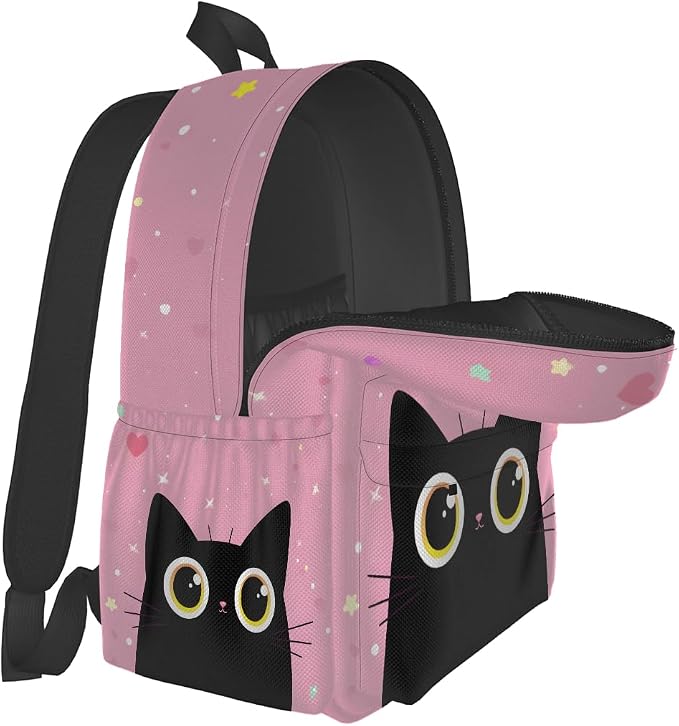 cfpolar 17 Inch Backpack Cute Cartoon Cats Laptop Bag Shoulder Bag School - Image 5