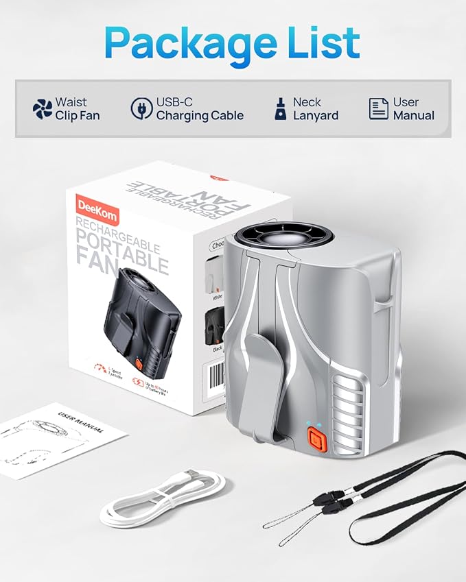 Portable Personal Waist Fan& Neck Fan, 14000RPM Brushless Motor, 40H Runtime - Image 9