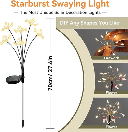 Solar Garden Lights 6 Pack Waterproof Solar Swaying Starburst Light Outdoor - Image 2
