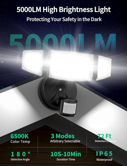 iMaihom 50W Motion Sensor Outdoor Lights, 5000LM Hardwired Motion Sensor Flood - Image 3