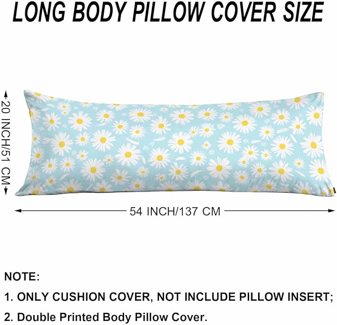 Daisy Body Pillows Covers for Adults, Blossom Daisy Large Body Pillow Covers - Image 6