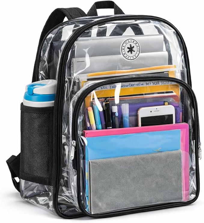 K-Cliffs Large Transparent Backpack Clear Heavy Duty School Bag Durable Student by K-Cliffs