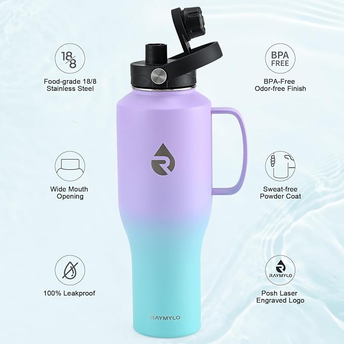 RAYMYLO Insulated Water Bottle 40oz, Stainless Steel Water Bottle - Image 4